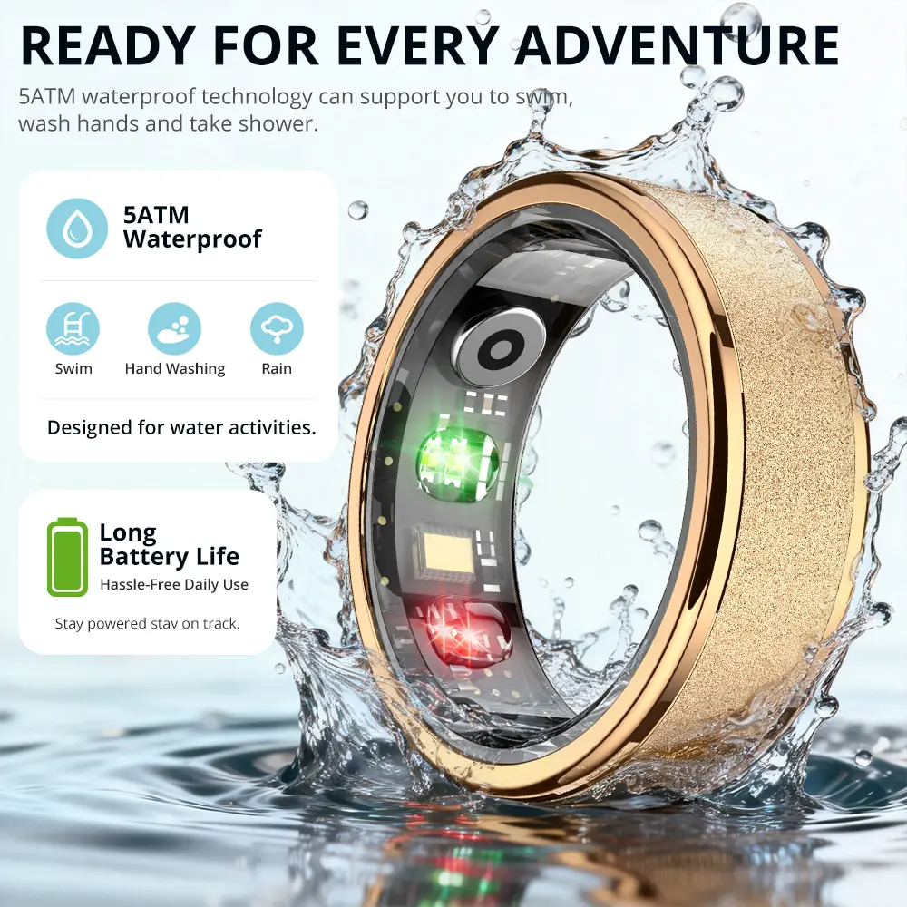 COLMI R10 Wearable Electronic Gadgets Smart Ring - 5ATM Waterproof Fitness Wearable, Wireless Fitness Tracker with Heart Rate Monitor, SpO2 Sensor, USB Rechargeable