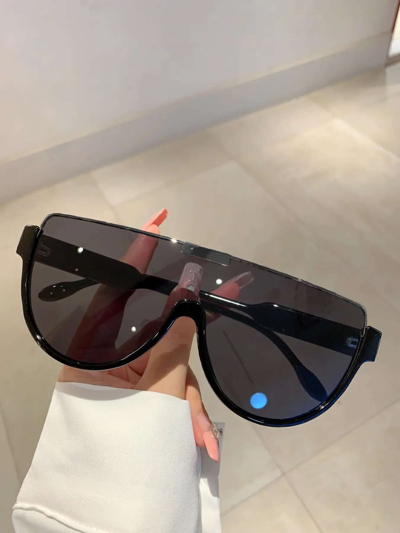 Trendy Semicircle Sunglasses for Women | One-Piece PC Frame, UV Protection | Brown, Grey, Black, Blue