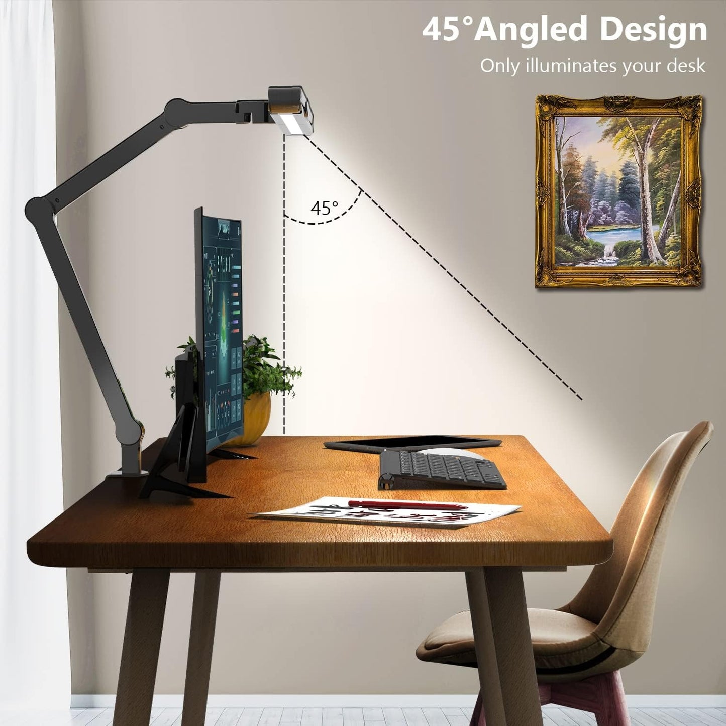 LED Architect Desk Lamp with Clamp – 24W, Auto Dimming, Atmosphere Lighting, Stepless Dimming & Tempering