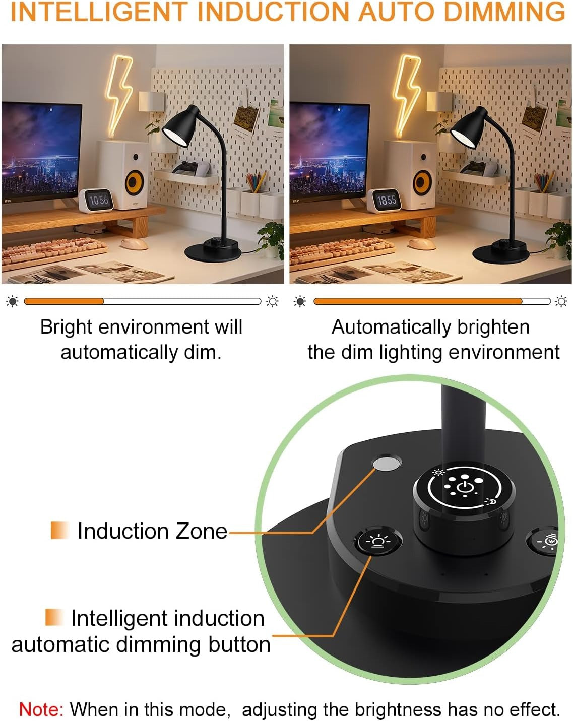 BOHON LED Desk Lamp with USB Charging – 3 Color Modes, Auto Dimming, Flexible Neck, Touch Control