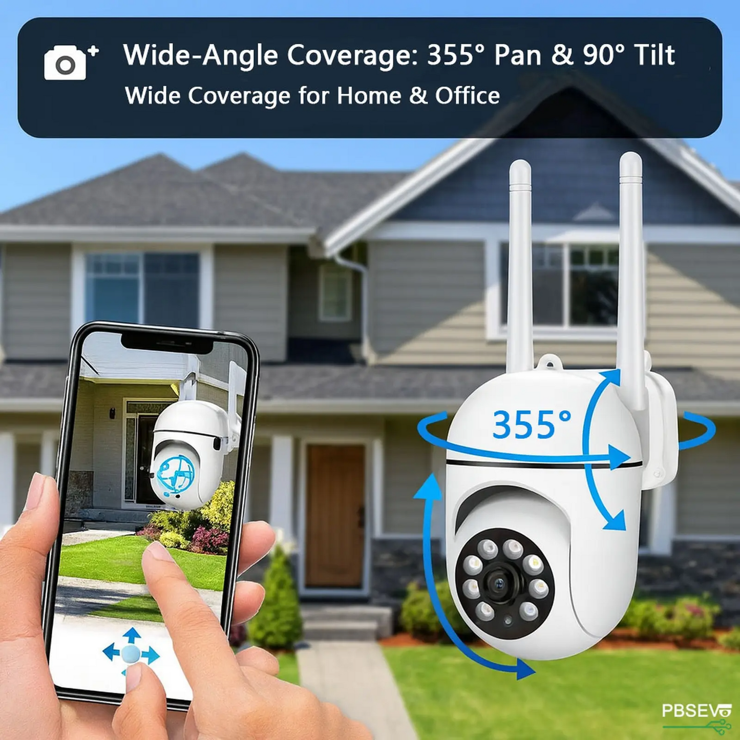 PBSEV Indoor Security Camera 1080P | 360° Pan-Tilt, Night Vision, Motion Detection, 2-Way Audio & Phone App | Baby & Pet Monitor (1/2/4/6 Pack)