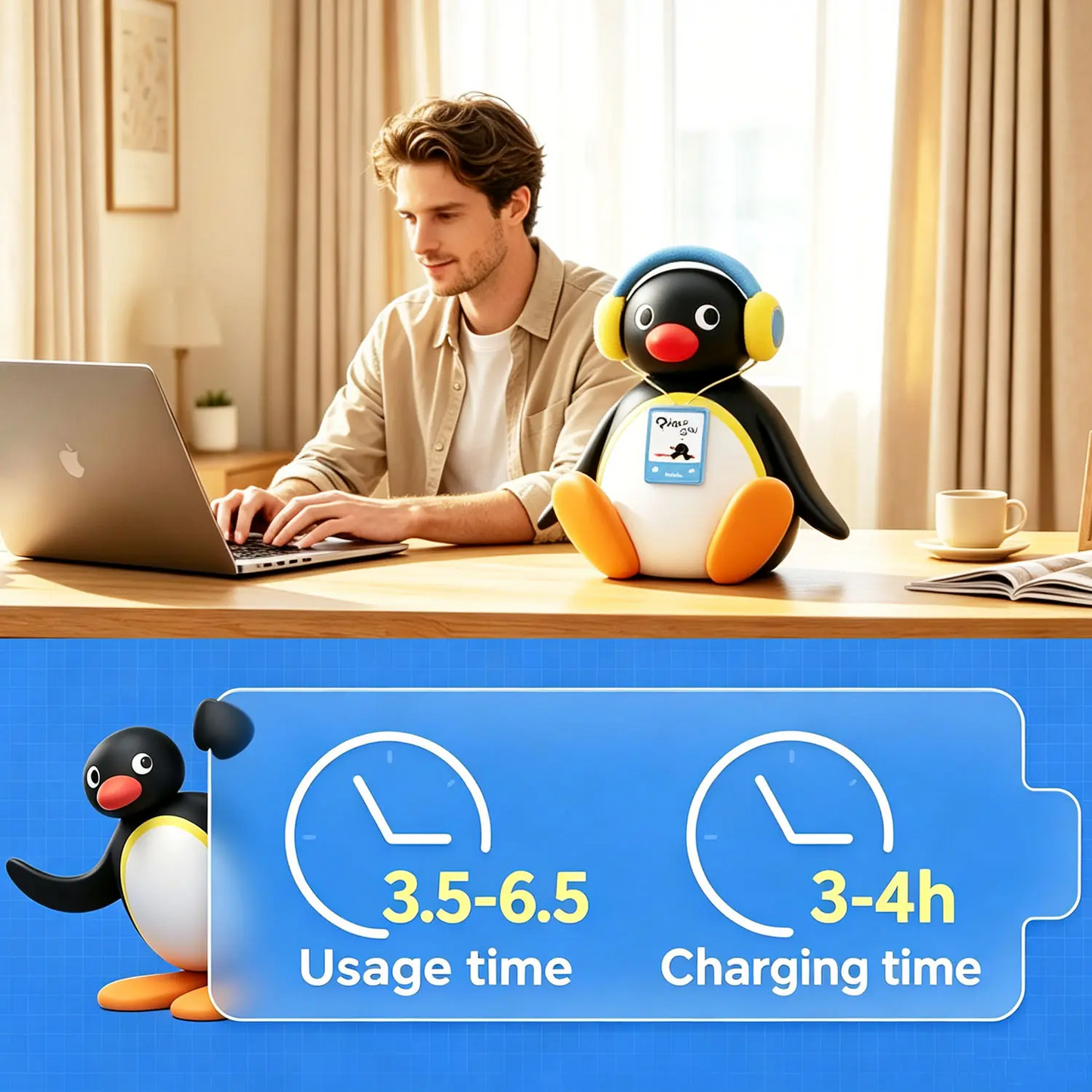 Pingu Bobble-Head Bluetooth Speaker | Cute Penguin Wireless Mini Speaker | Gift for Kids, Women & Men