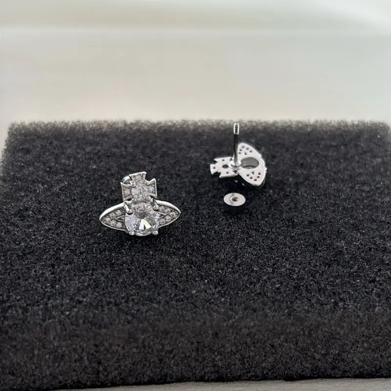 CZ Planet Stud Earrings | Unisex Punk Hip-Hop Streetwear Jewelry | Men & Women | 3 / 6 / 9 Pairs