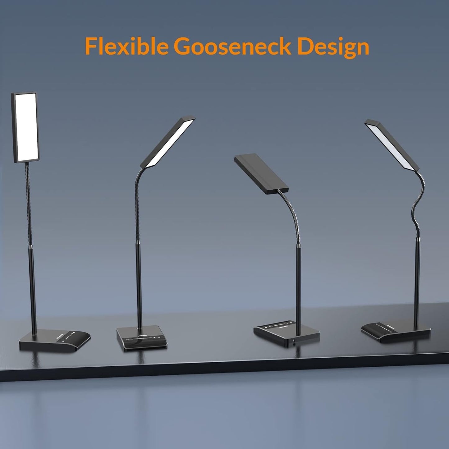 LEPOWER Desk Lamp – 800LM, 50 Lighting Modes, 360° Gooseneck, 2X Wider Panel, Touch Control, 12W
