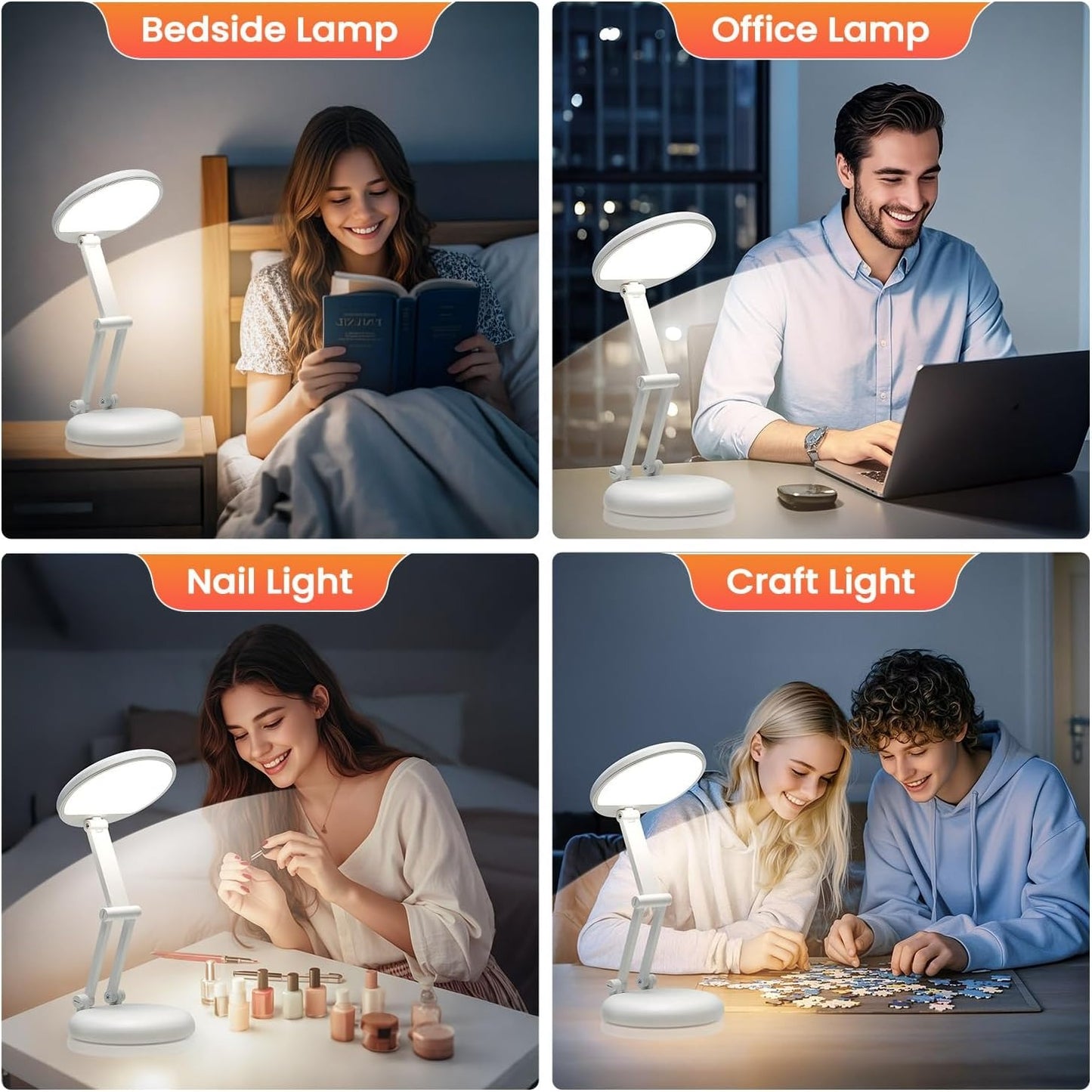 One Fire Rechargeable Table Lamp – 3600mAh, 10 Brightness Levels, Foldable & Portable, Touch Control