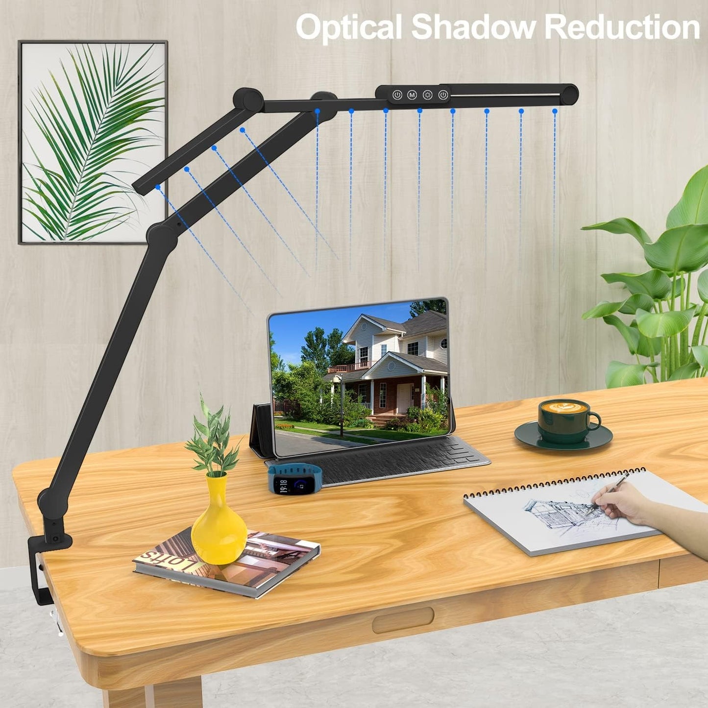 LED Architect Desk Lamp with Clamp – 24W, Auto Dimming, Atmosphere Lighting, Stepless Dimming & Tempering