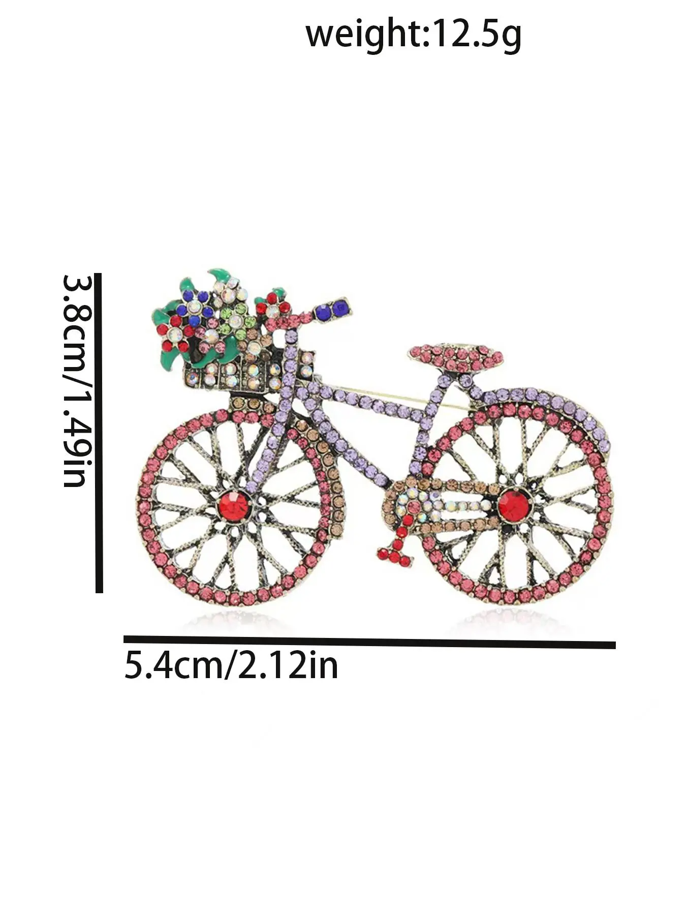 Vintage Rhinestone Brooch Pin Set | Bicycle, Floral & Cartoon Designs | Alloy, Gender Neutral | Gift | 4 / 8 / 12 pcs