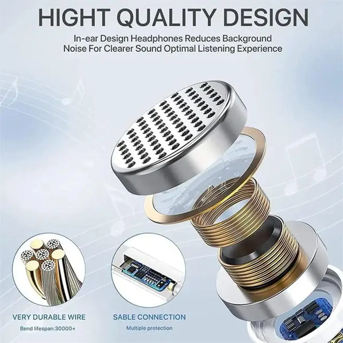 USB-C Wired Earphones with Microphone & Volume Control | HiFi In-Ear Headphones for Android, iPad Pro & Type-C Devices