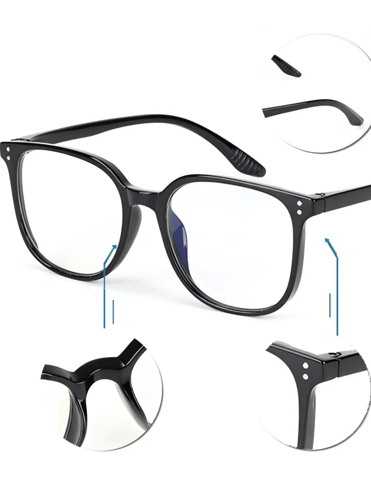 Anti-Blue Light Glasses | Large Frame Fashion Eyeglasses for Women & Men | Work, Study & Daily Wear | Set 1 / Set 2