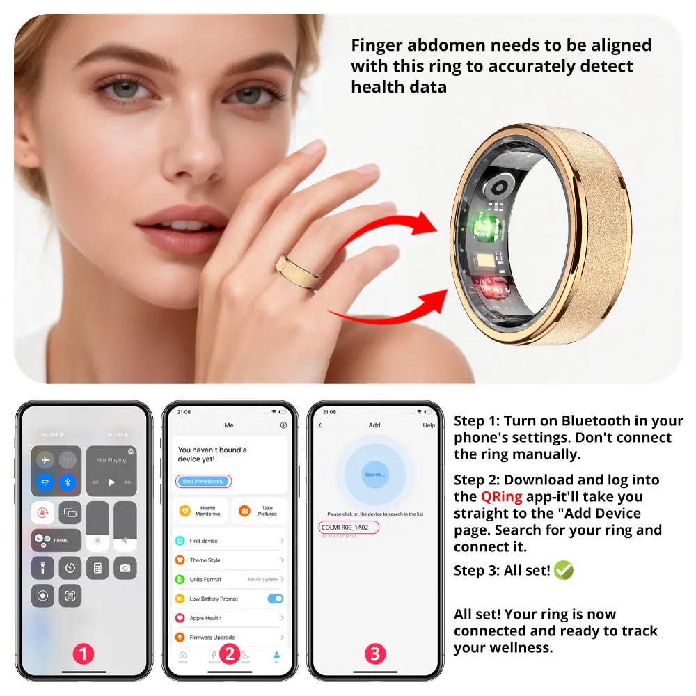 COLMI R10 Wearable Electronic Gadgets Smart Ring - 5ATM Waterproof Fitness Wearable, Wireless Fitness Tracker with Heart Rate Monitor, SpO2 Sensor, USB Rechargeable