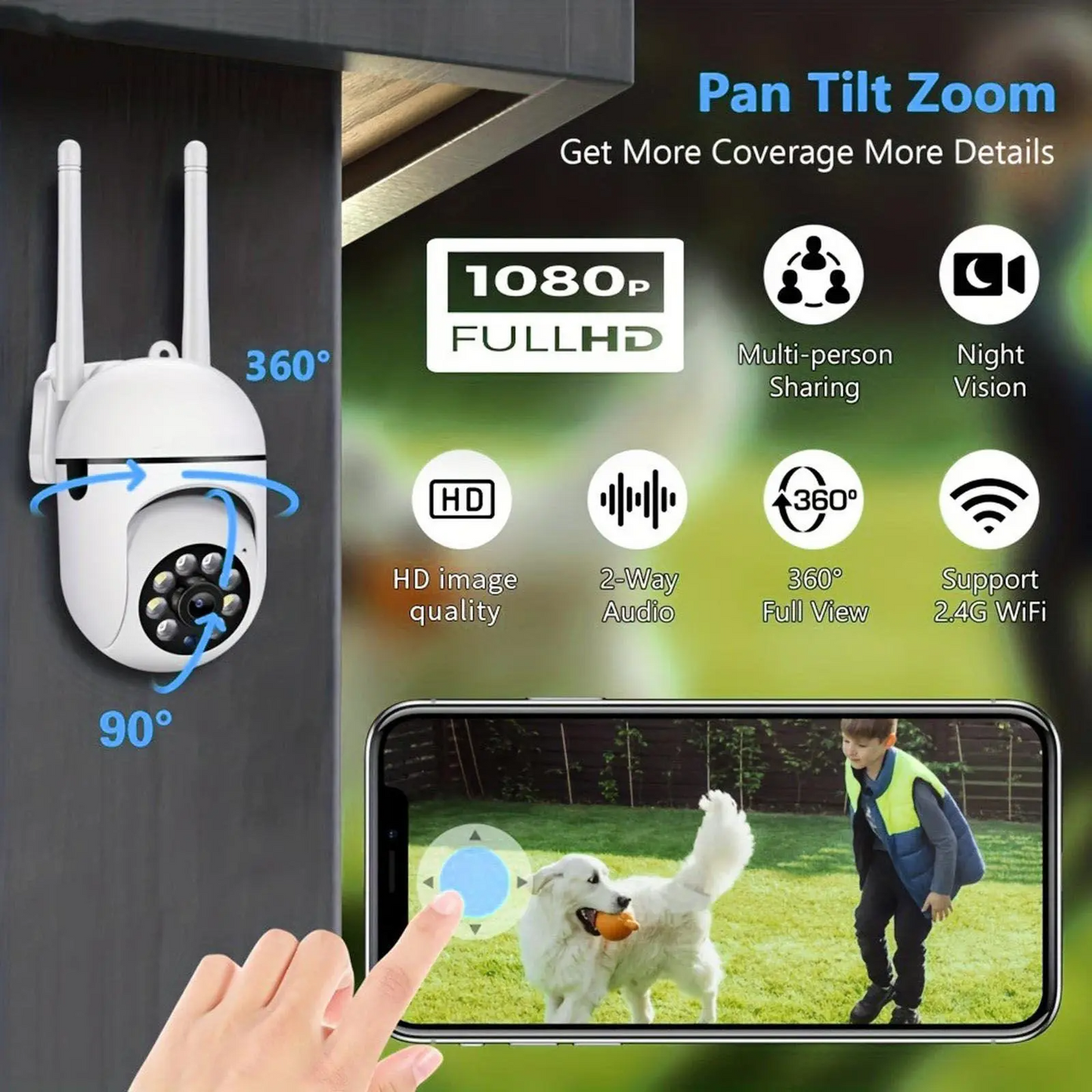 PBSEV Indoor Security Camera 1080P | 360° Pan-Tilt, Night Vision, Motion Detection, 2-Way Audio & Phone App | Baby & Pet Monitor (1/2/4/6 Pack)