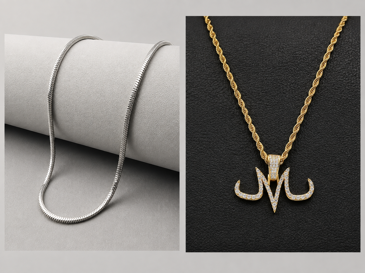 Snake Chain Necklace Set | Cross, Layered & Two-Tone Pendant Styles | Silver & Gold | 5 Combo Options