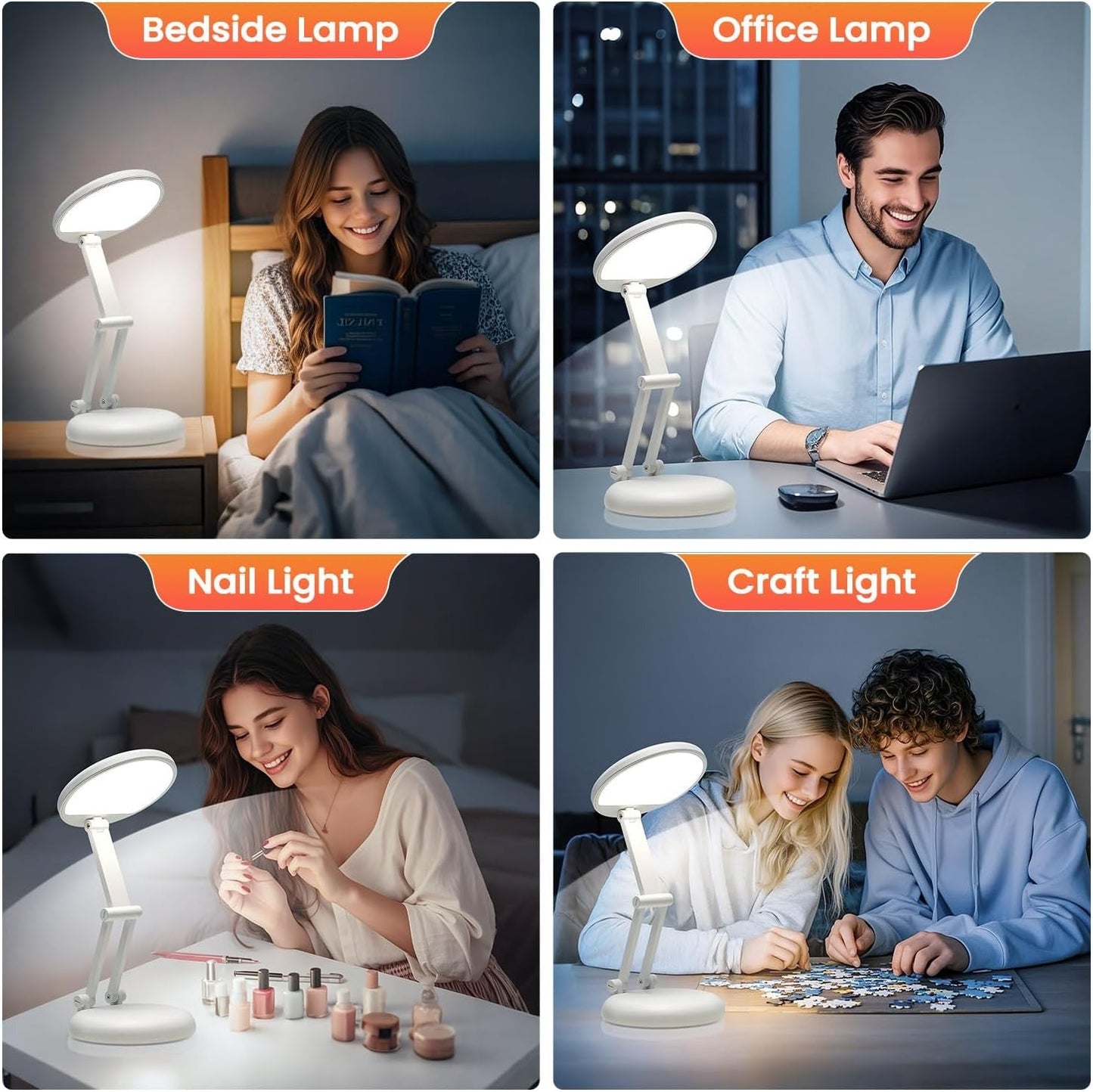 One Fire Rechargeable Table Lamp – 3600mAh, 10 Brightness Levels, Foldable & Portable, Touch Control
