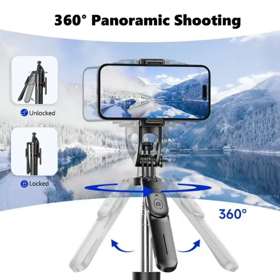 67" Phone Tripod & Selfie Stick | Aluminum, 360° Rotating, Bluetooth Remote | iPhone & Android