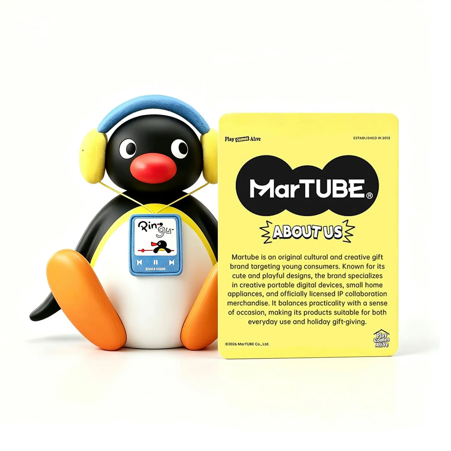 Pingu Bobble-Head Bluetooth Speaker | Cute Penguin Wireless Mini Speaker | Gift for Kids, Women & Men