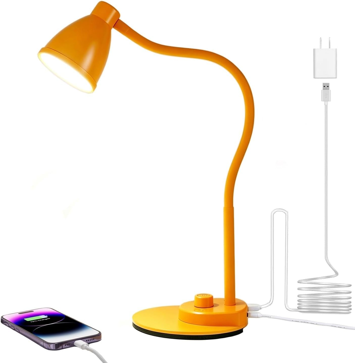 BOHON LED Desk Lamp with USB Charging – 3 Color Modes, Auto Dimming, Flexible Neck, Touch Control