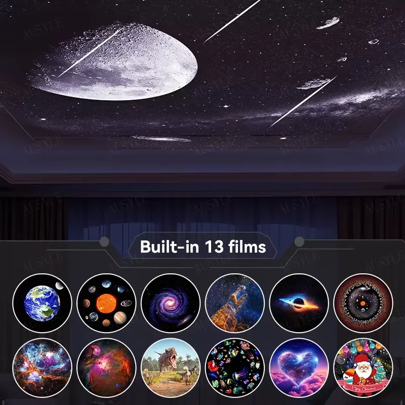 13-in-1 Galaxy Projector Night Light | HD Starry Sky & Meteor Projector for Bedroom, Kids Room & Home Decor | USB Powered