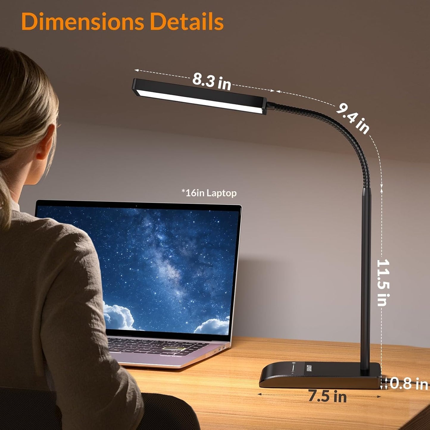 LEPOWER Desk Lamp – 800LM, 50 Lighting Modes, 360° Gooseneck, 2X Wider Panel, Touch Control, 12W