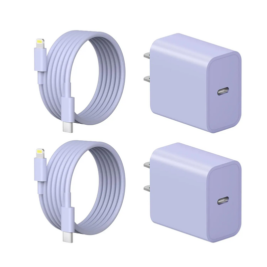 JOZASHON MFi Certified 20W USB-C Fast Charger Block + 6FT Lightning Cable | 2-Pack for iPhone 14/13/12/11, iPad & More