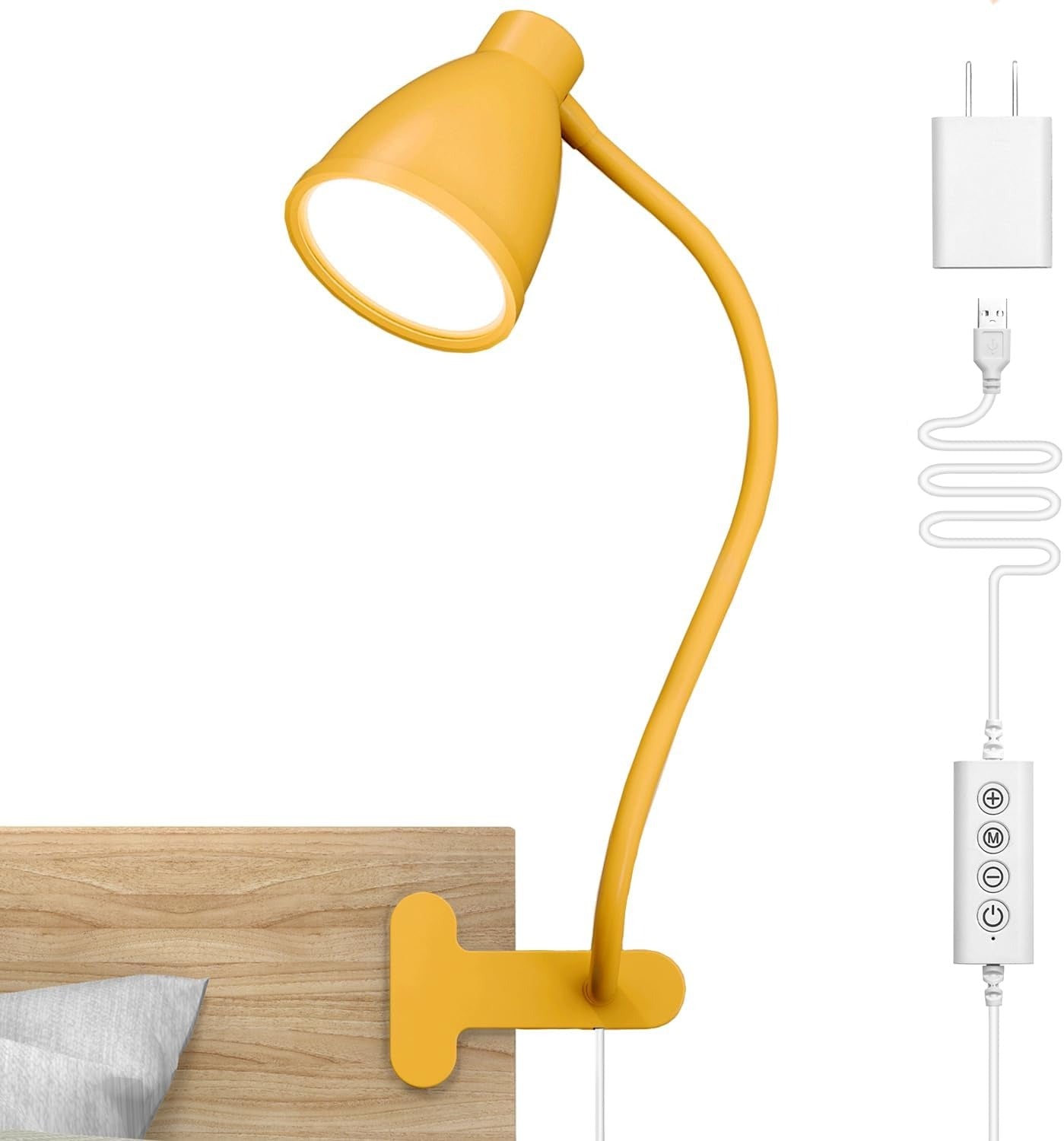 BOHON Clip-On Desk Lamp – 5 Color Modes, 10 Brightness Levels, Auto Timer, 360° Flexible Neck
