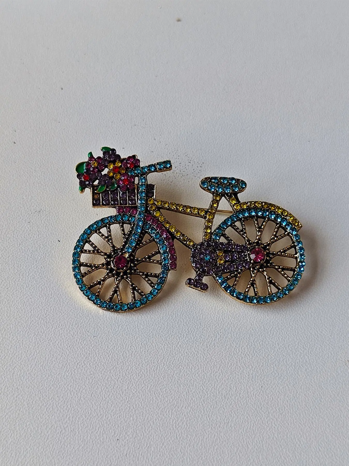 Vintage Rhinestone Brooch Pin Set | Bicycle, Floral & Cartoon Designs | Alloy, Gender Neutral | Gift | 4 / 8 / 12 pcs